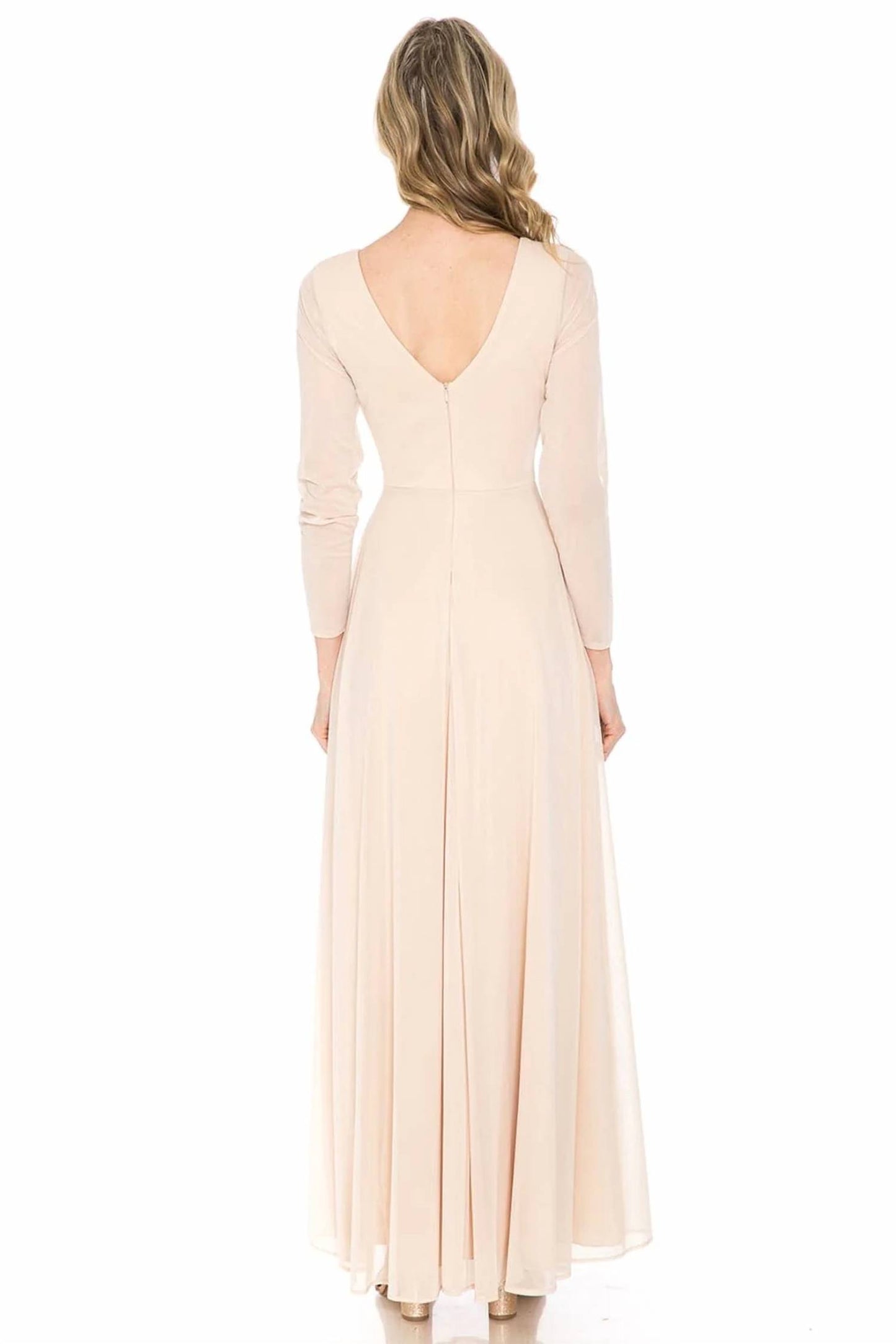 Long Sleeve Sheer Mother Of The Bride Dress