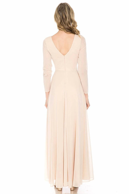 Long Sleeve Sheer Mother Of The Bride Dress