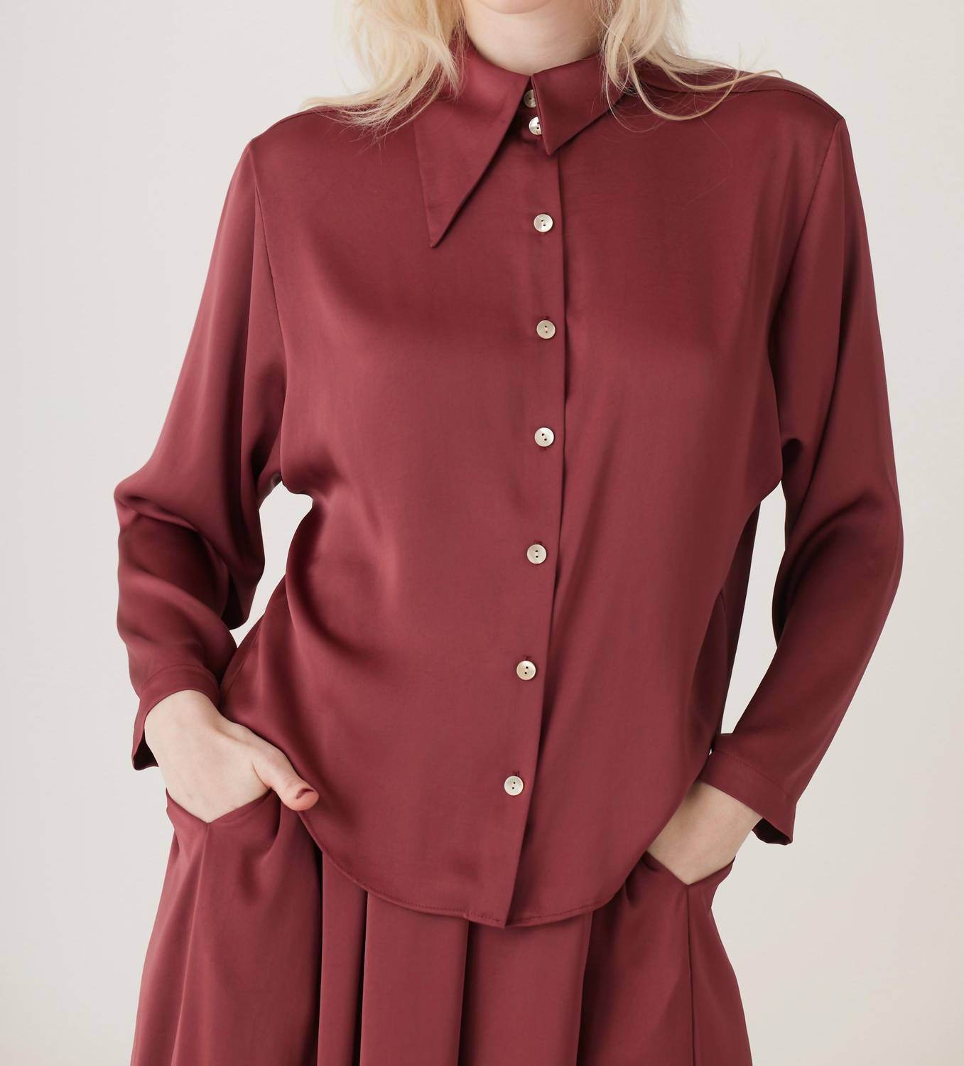 Rose Velvet - Jojo Japanese Charmeuse Blouse - Rack Hunt -