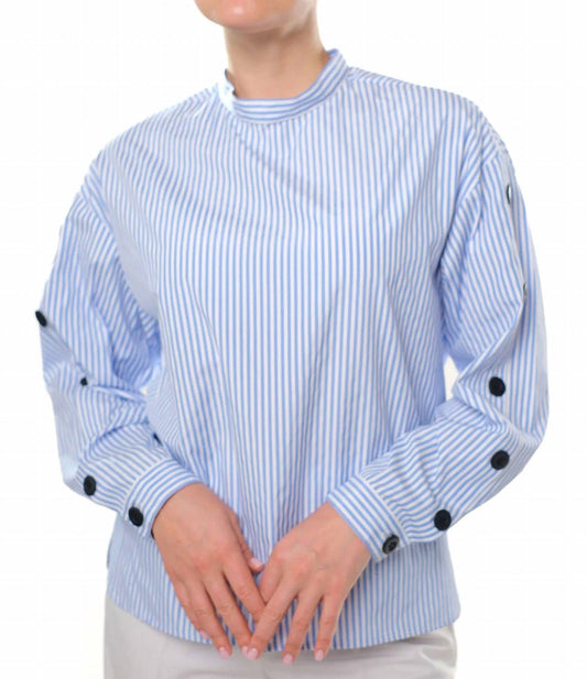 Funnel Neck Striped Blouse