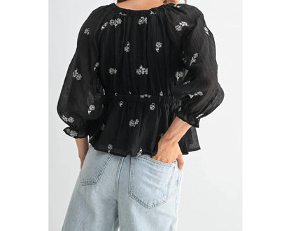 Raina Embroidered Tie Detail Blouse