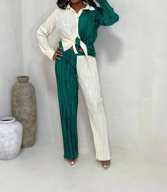Half And Half Two-toned Plisse Set