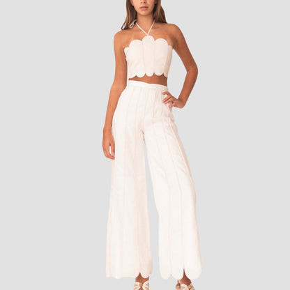 Coconut Scalloped Wide Leg Pant