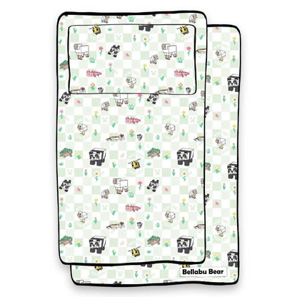 Kid's Minecraft Sleep Repeat Bamboo Twin Sheet Set