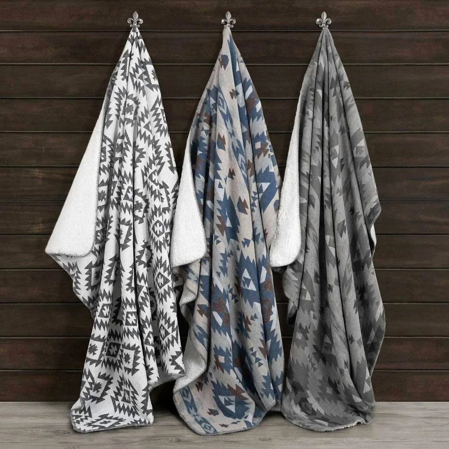 HiEnd Accents - Aztec Designer Shearling Throw Blankets - side view - Rack Hunt