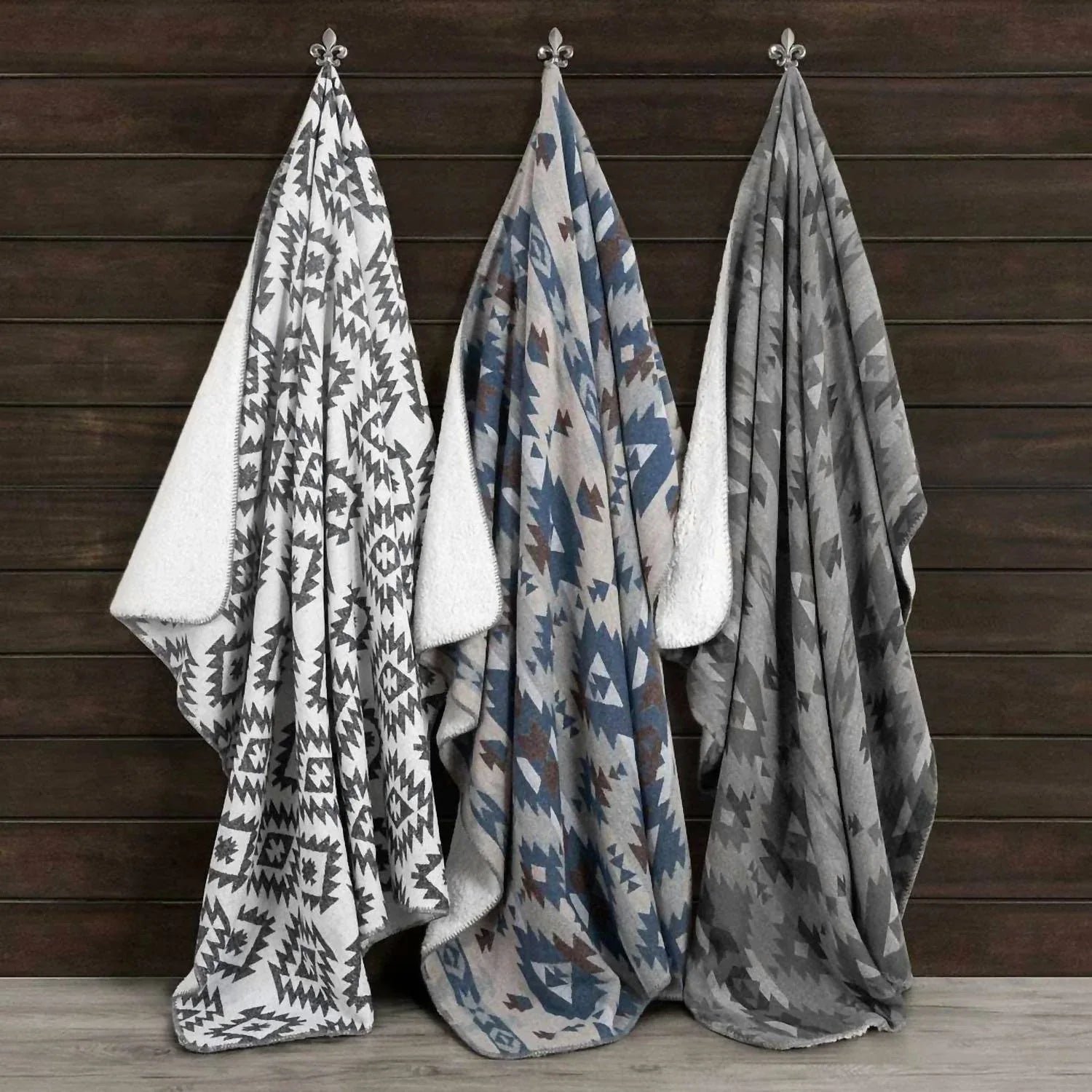 HiEnd Accents - Aztec Designer Shearling Throw Blankets - side view - Rack Hunt