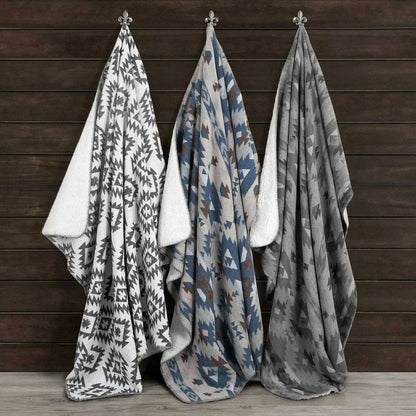 HiEnd Accents - Aztec Designer Shearling Throw Blankets - side view - Rack Hunt