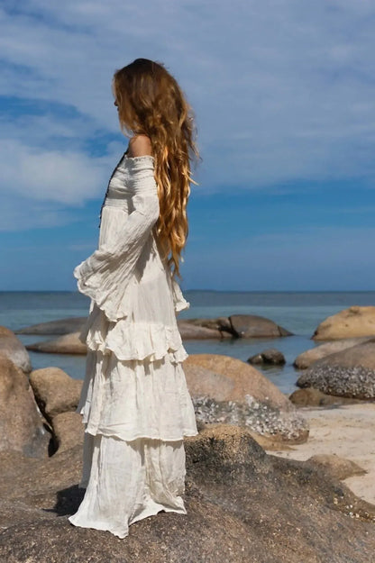 Zinnia Pearl - Women's Sexy Shoulders Maxi Dress - Rack Hunt