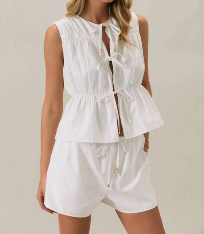 Front Tie Linen Top