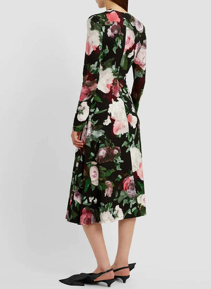 Long Sleeve Draped Midi Dress
