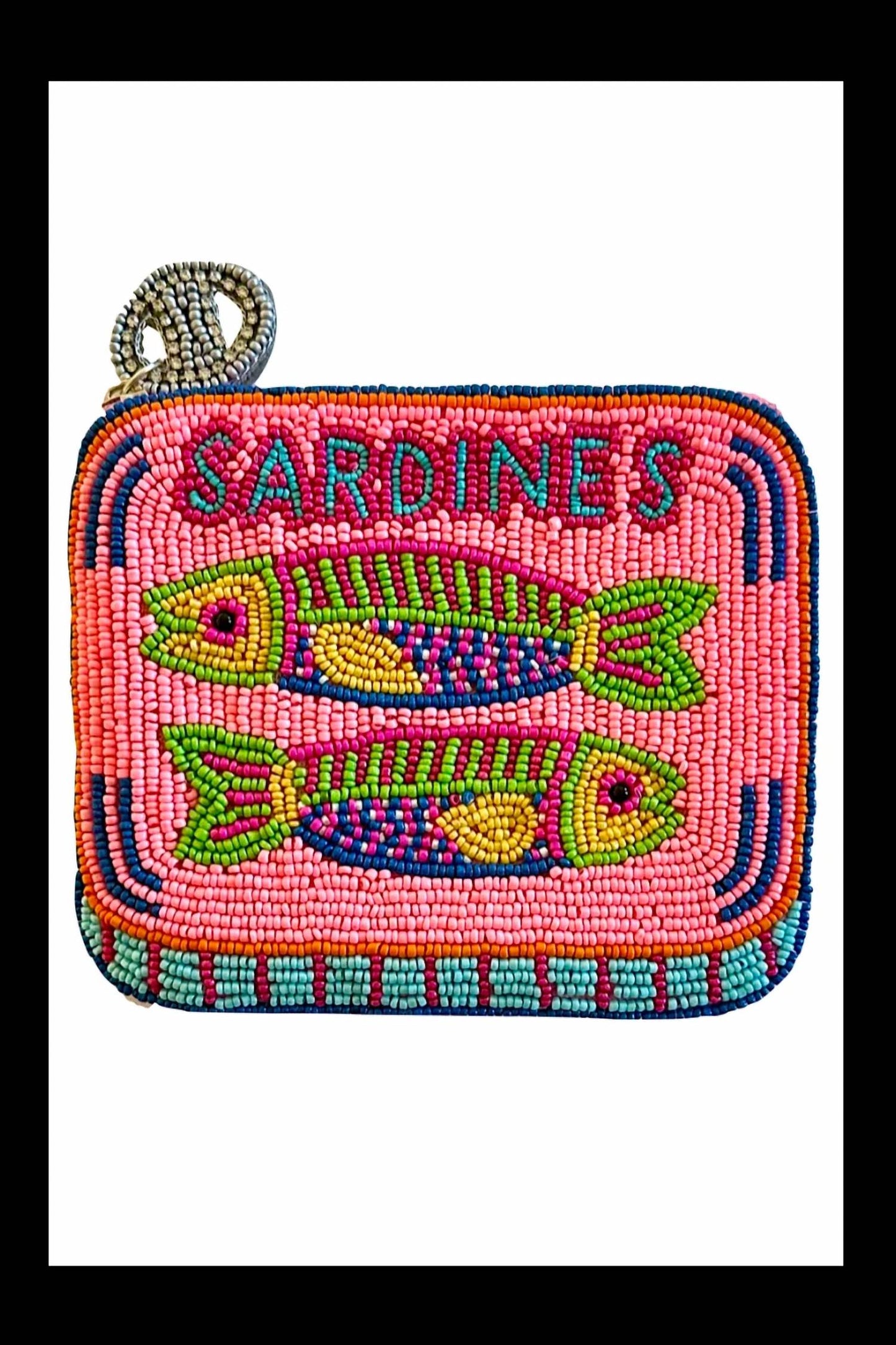 Women's Beaded Sardines Fish In Tin Can Coin Pouch