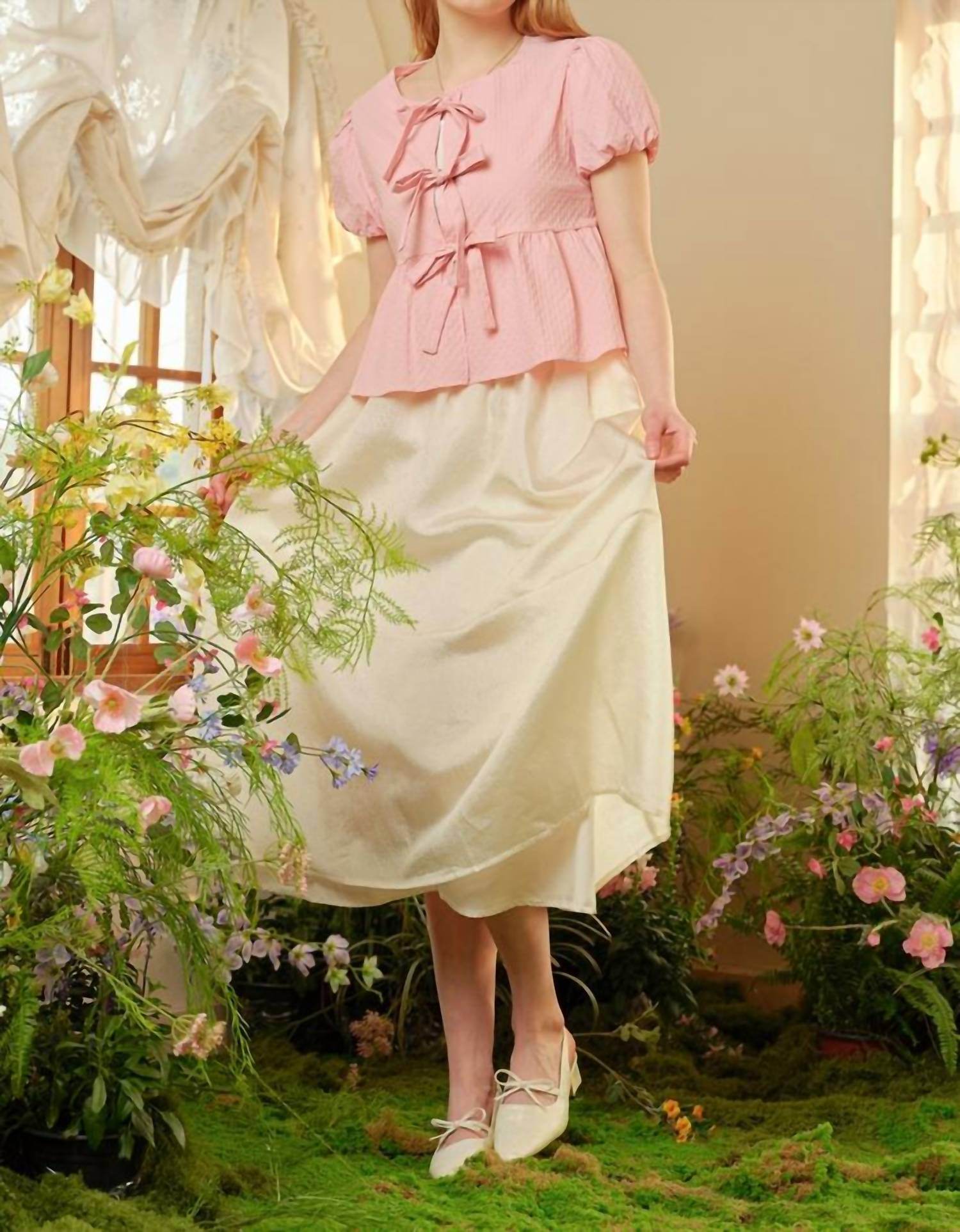 Rosie Posie - Textured High Waisted Midi Skirt - Rack Hunt -