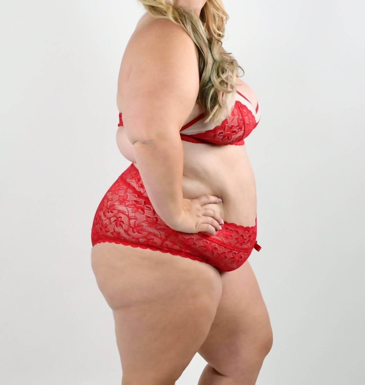 ISAYES - Red Bralette Set With Robe - Plus - Rack Hunt -