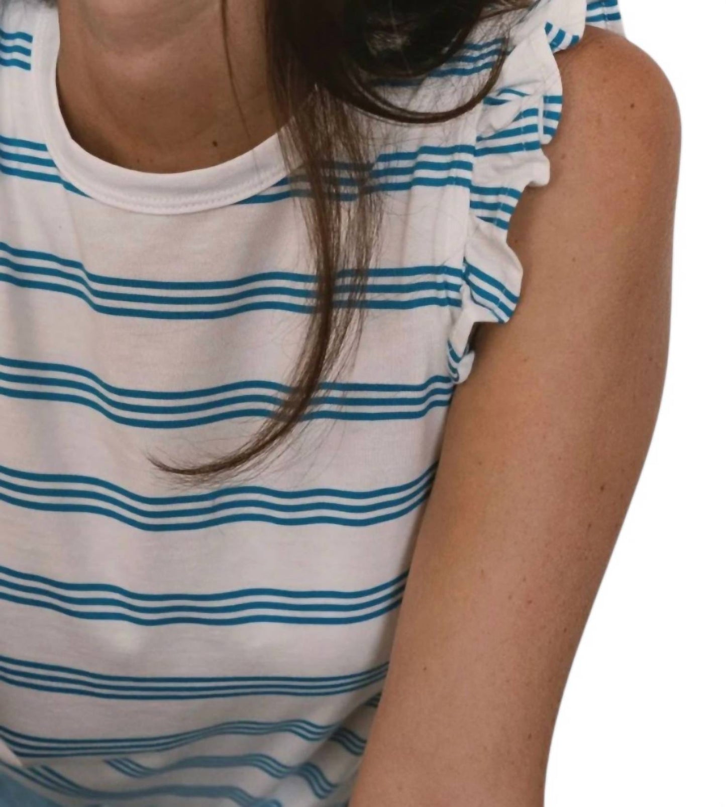 Striped Sleeveless Flutter Sleeve Tee