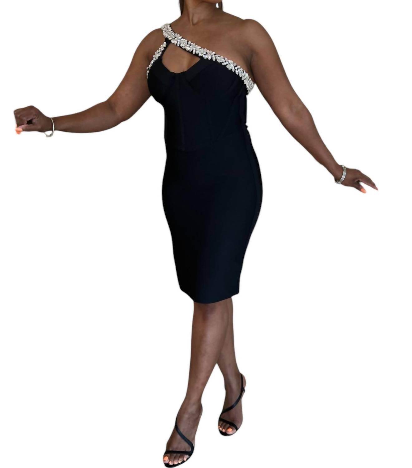 FashionNana - Fancy Bandage Dress with Diamond Design - Rack Hunt -