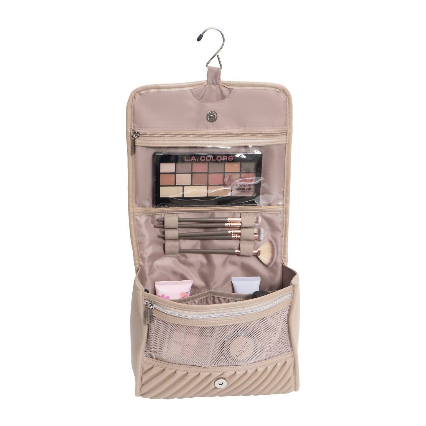 Women's Large Diagonal Quilted Hanging Toiletry Case