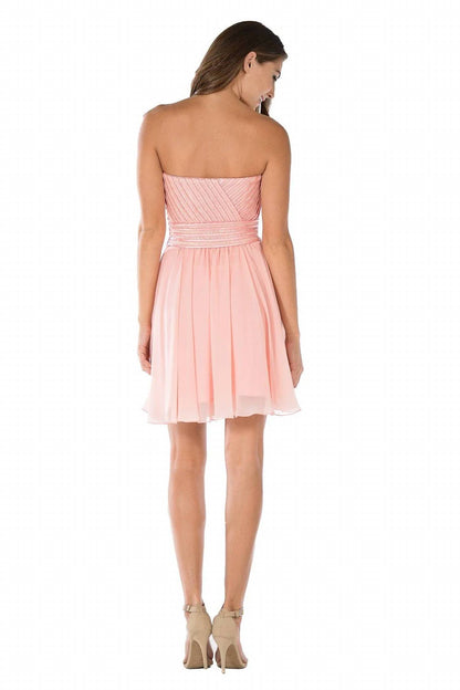 Sequined Top Short Strapless Dress