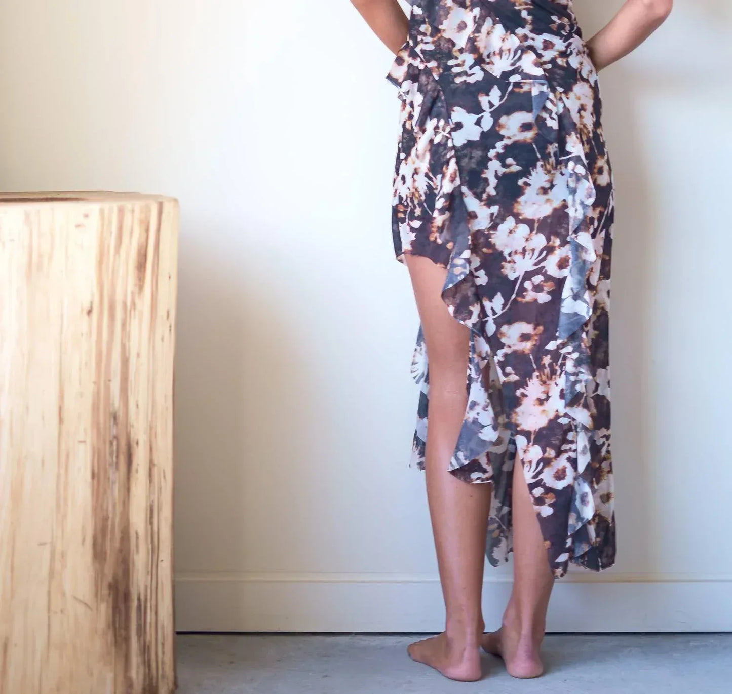 ESTHE - Waterfall Frill Asymmetric Dress - Rack Hunt