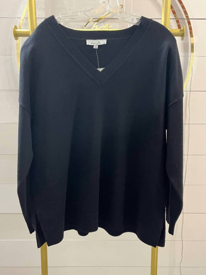 Women's Jersey Stitch V Neck Sweater