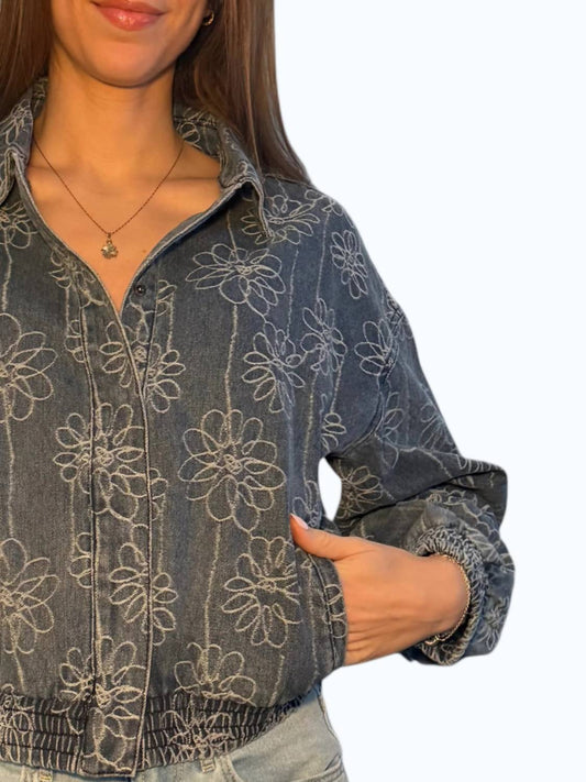 Floral Embroidered Denim Jacket