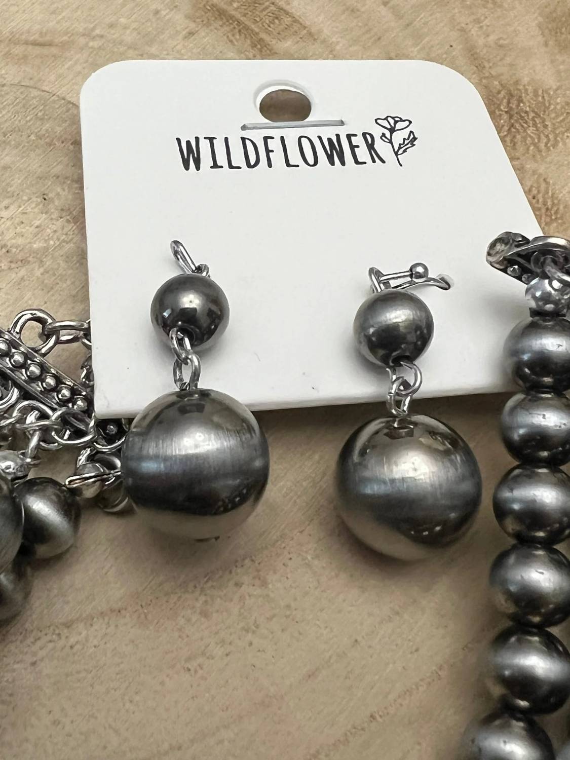 Women's Western Statement 5-strand Faux Sterling Pearl Necklace & Earring Set