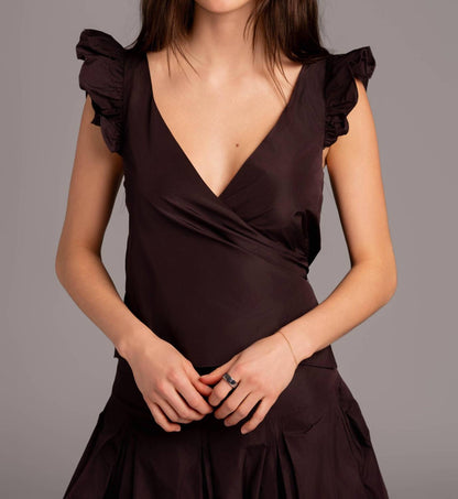 Ruffle Taffeta Tank Top