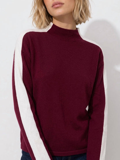 Colorblock Mock Neck Sweater