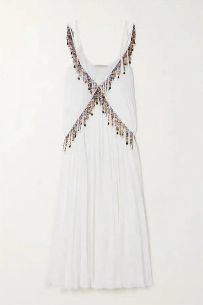 Christopher Kane - Pleated Bead-Embellished Georgette Mini Dress - Rack Hunt