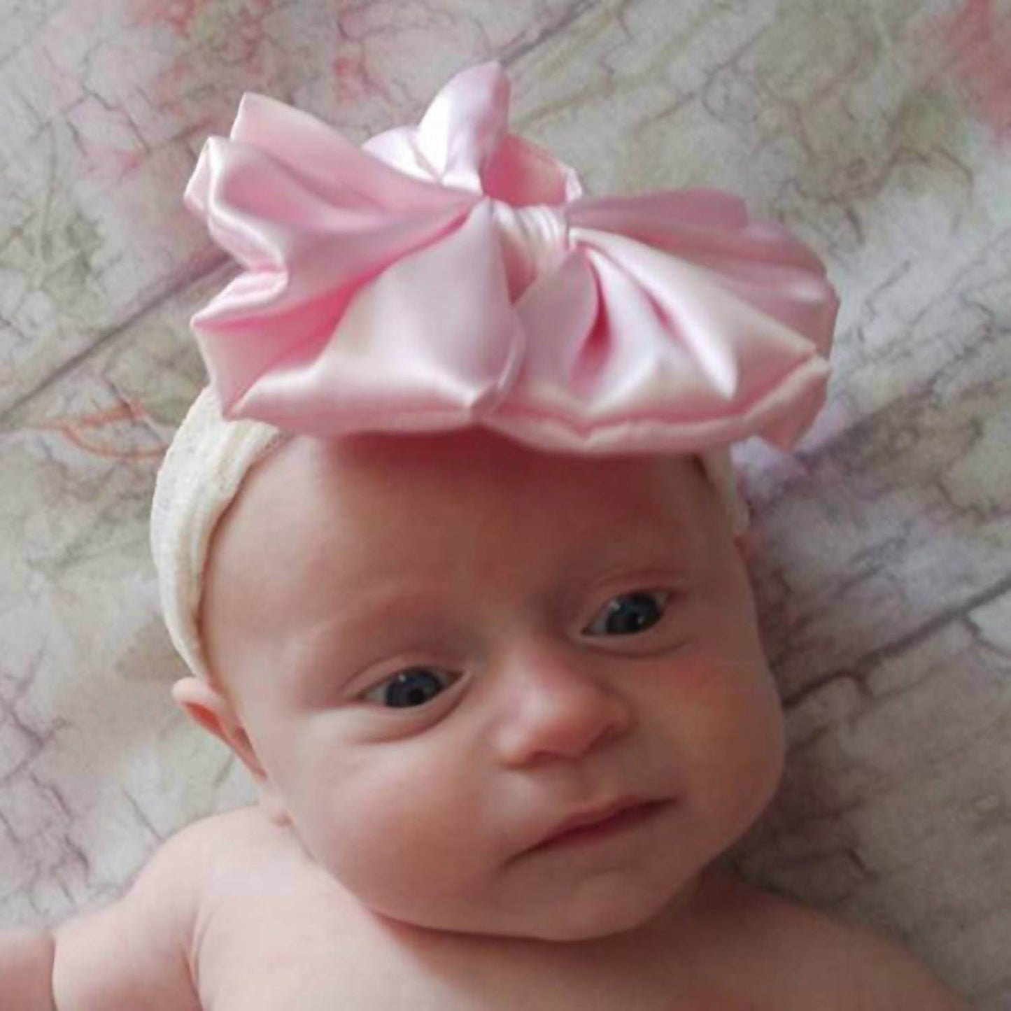 Cuddle Couture - Baby Girls Vintage Lace And Satin Bow Headband - Rack Hunt -
