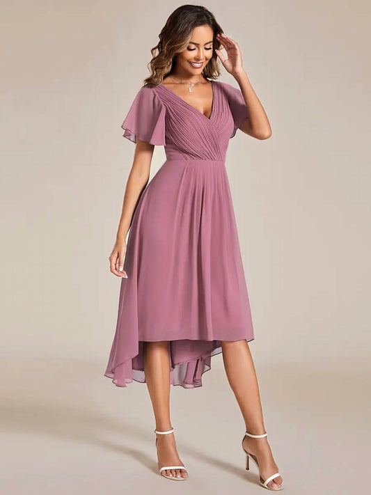 Pleated Ruffles Chiffon Dress