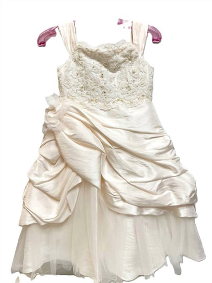 Girls Fancy Satin Beaded Embroidery Dress