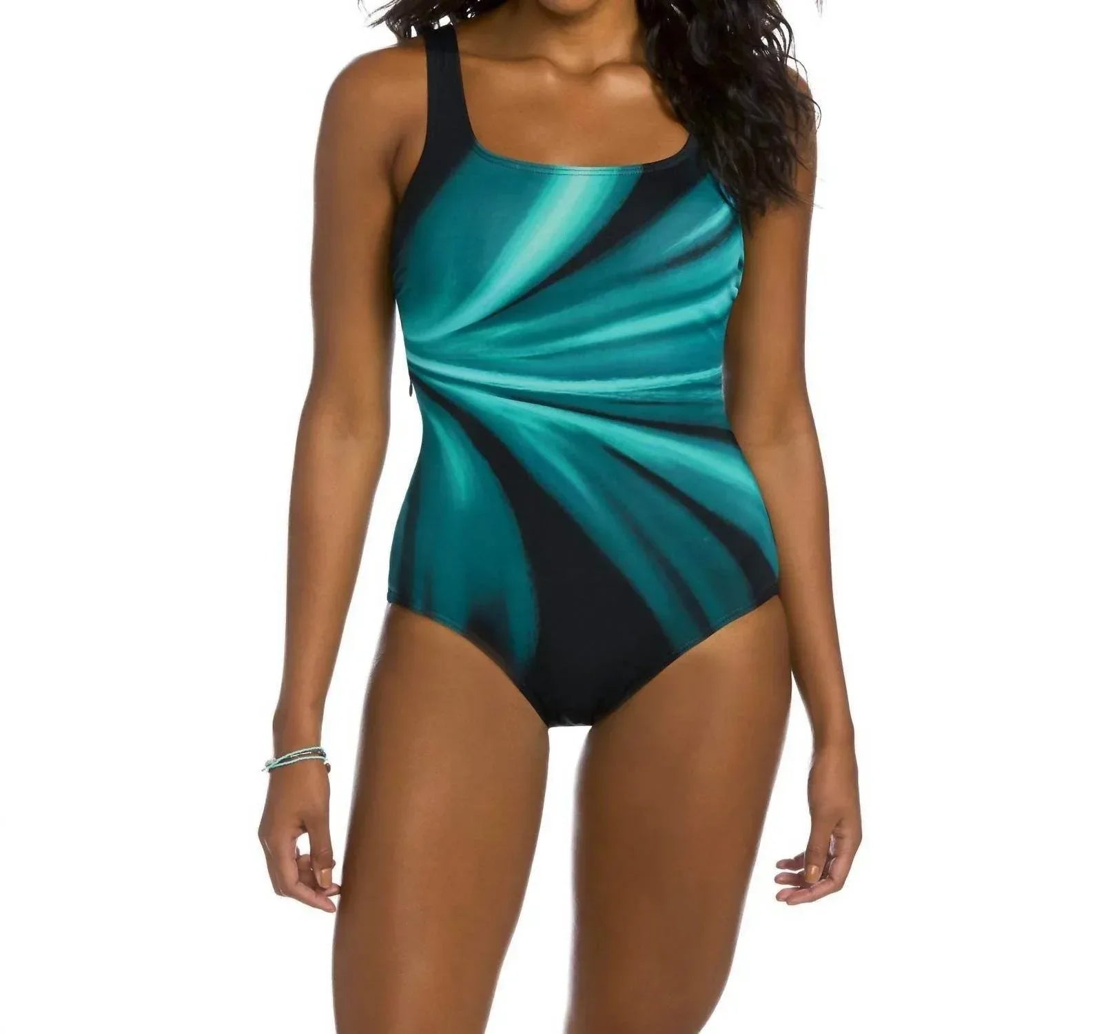 Active Spirit - Chlorine Resistant Square Neck One Piece Swimsuit With Pockets - Rack Hunt