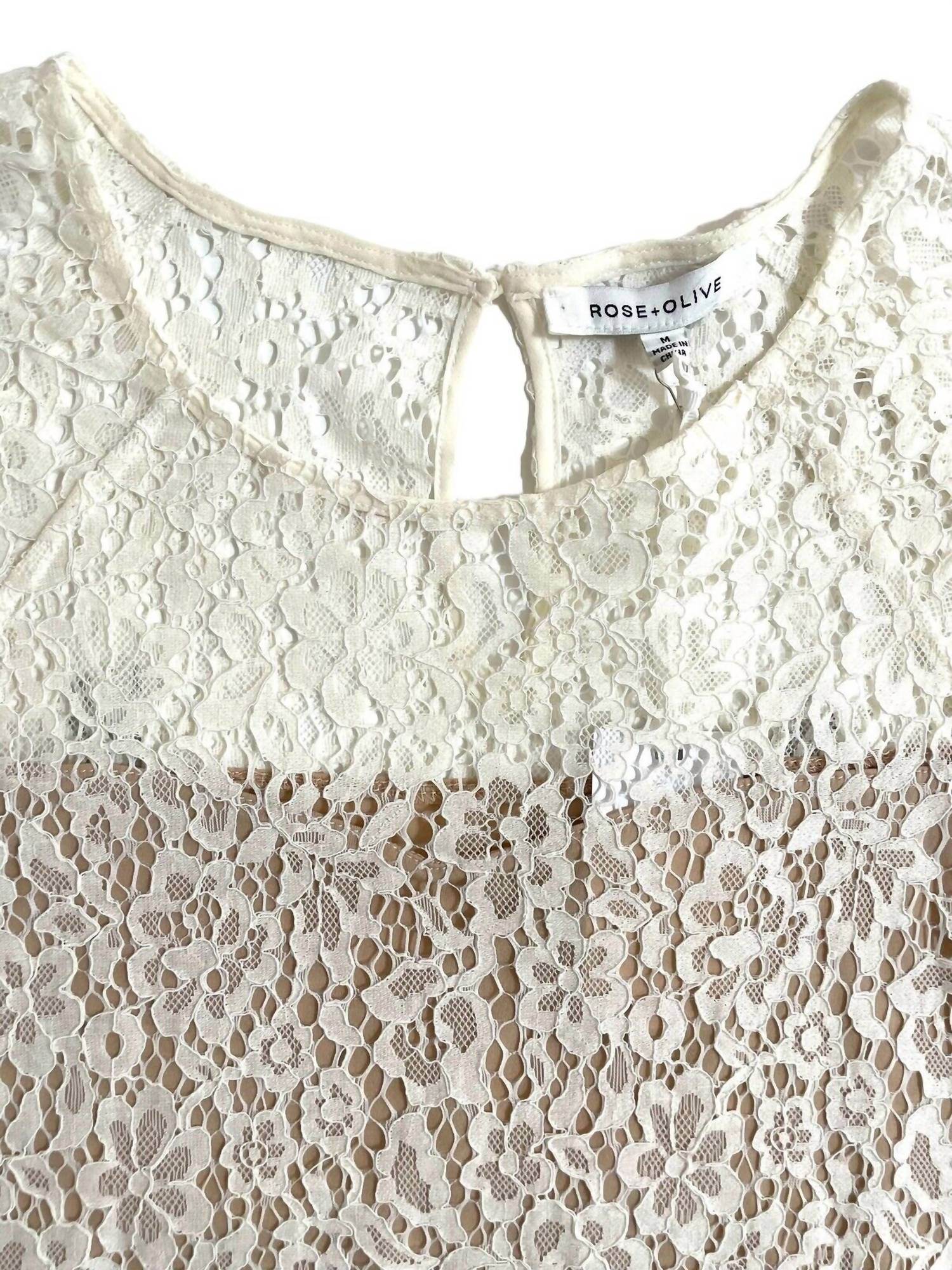 Rose + Olive - Women's Lace Cap Sleeve Overlay Blouse - Rack Hunt -