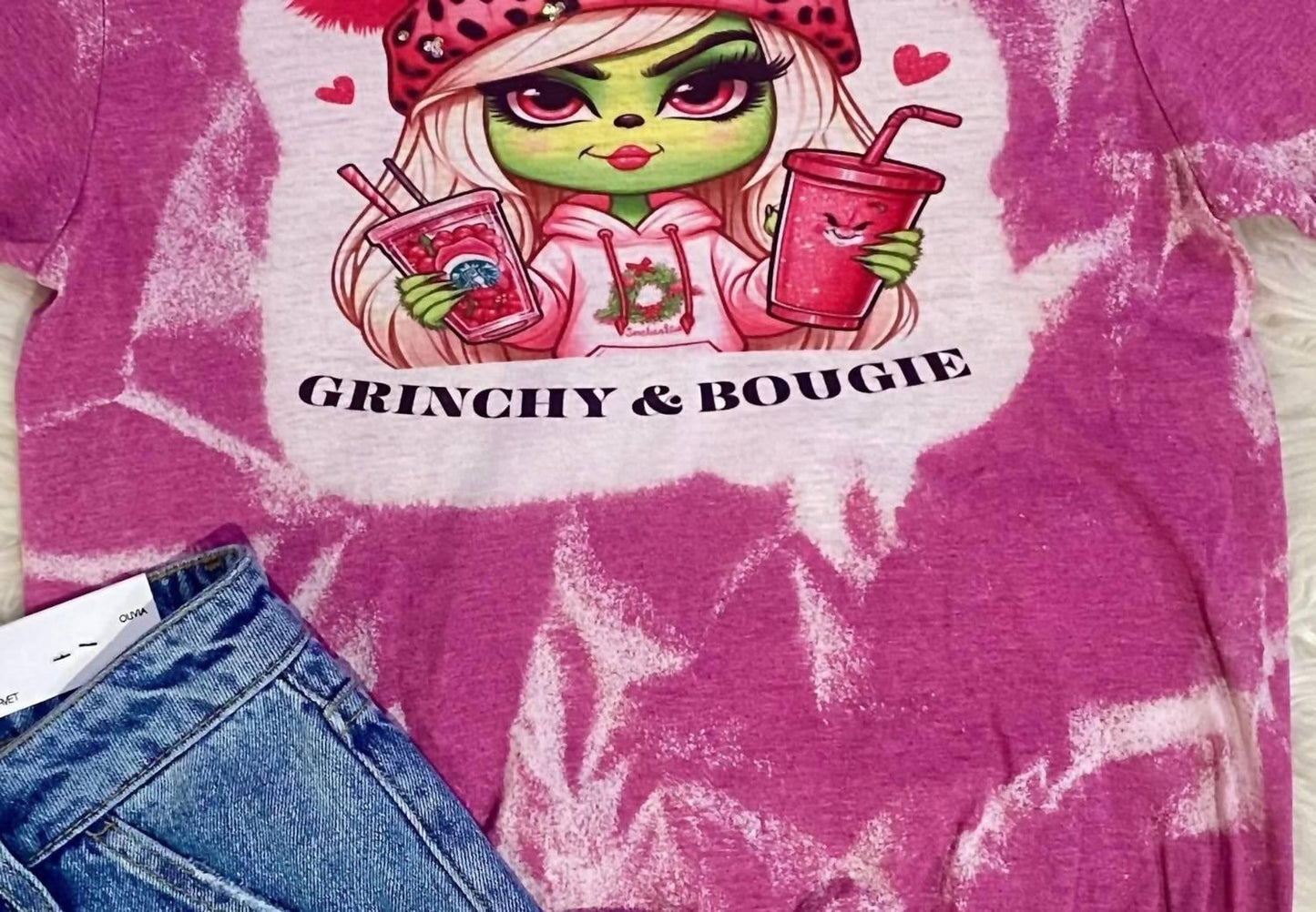 Ms. Bleached Tees N More - Women's Grinchy & Bougie Holiday Tee - Rack Hunt