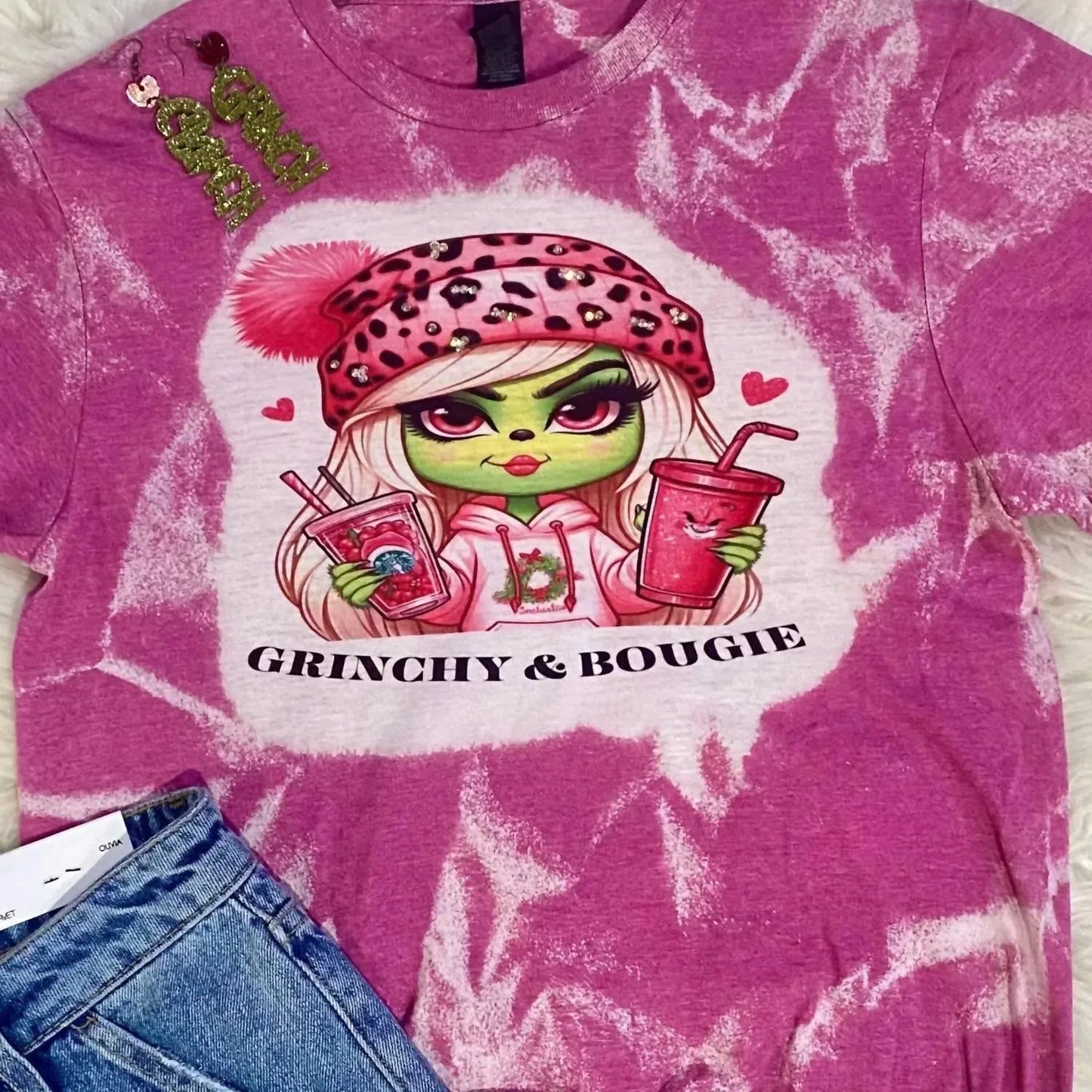 Ms. Bleached Tees N More - Women's Grinchy & Bougie Holiday Tee - Rack Hunt