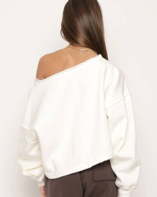 Fleece Raw Boatneck Pullover