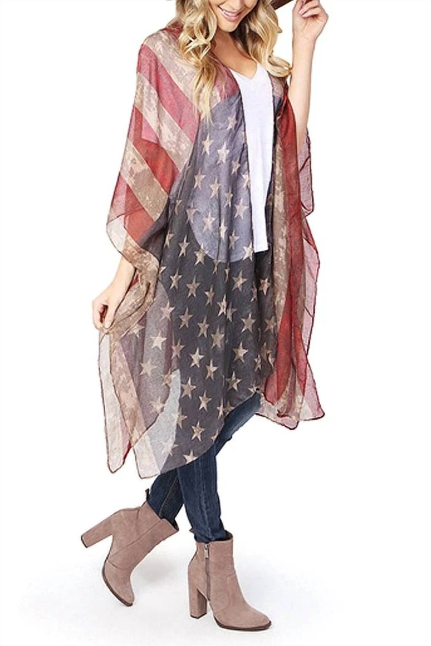 Women's Patriotic Flag Style Shawl