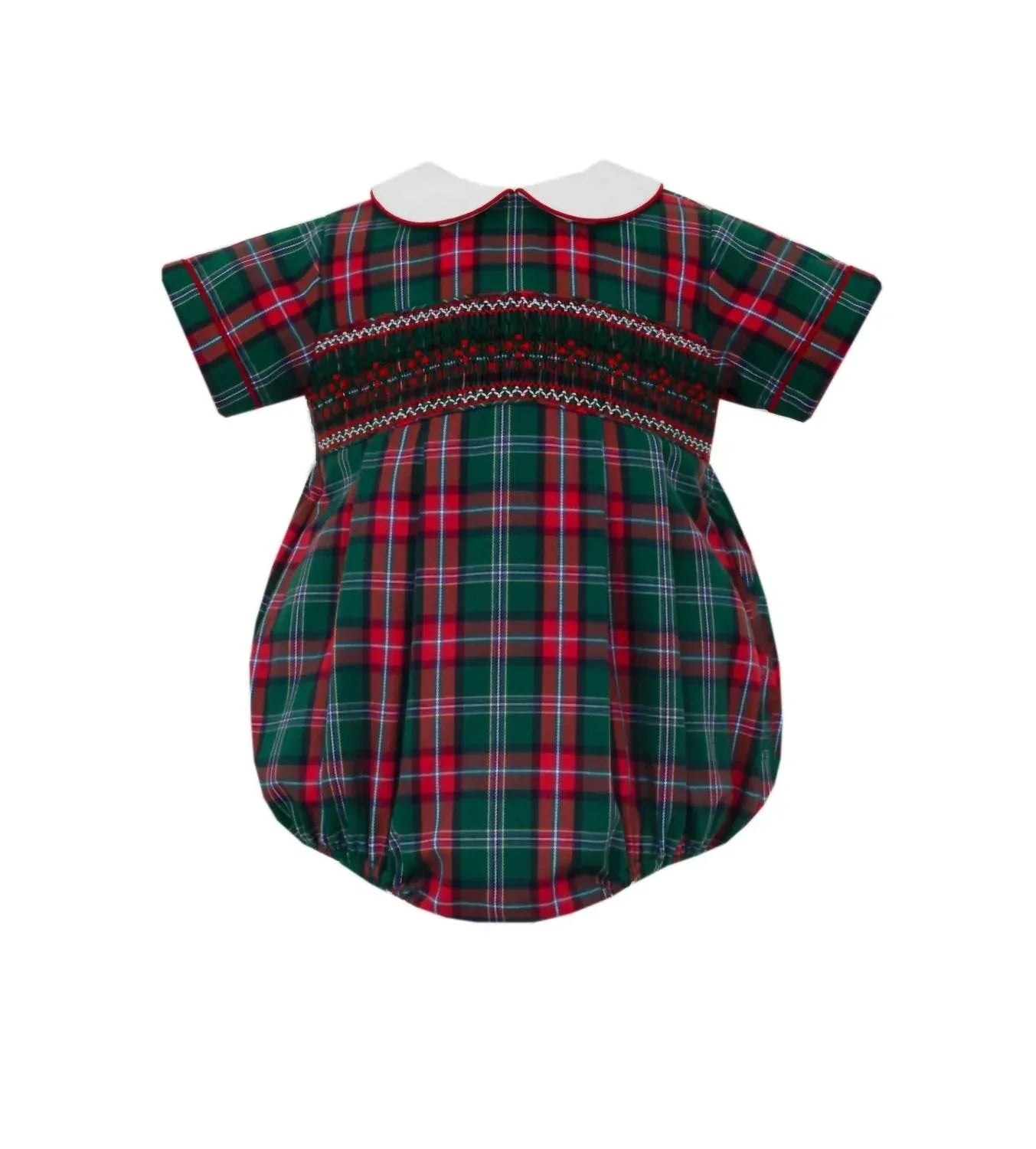 Anavini - Boy's Plaid Smocked Short Sleeve Bubble - Rack Hunt