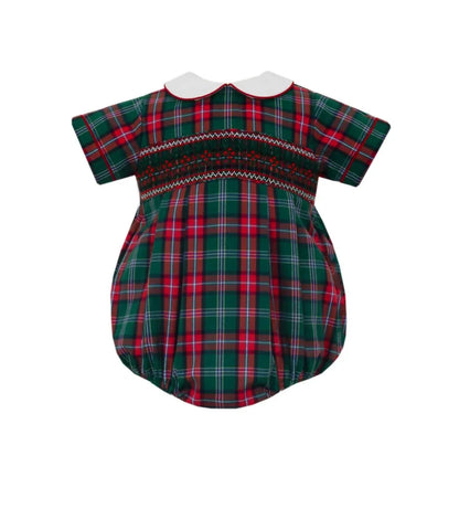 Anavini - Boy's Plaid Smocked Short Sleeve Bubble - Rack Hunt