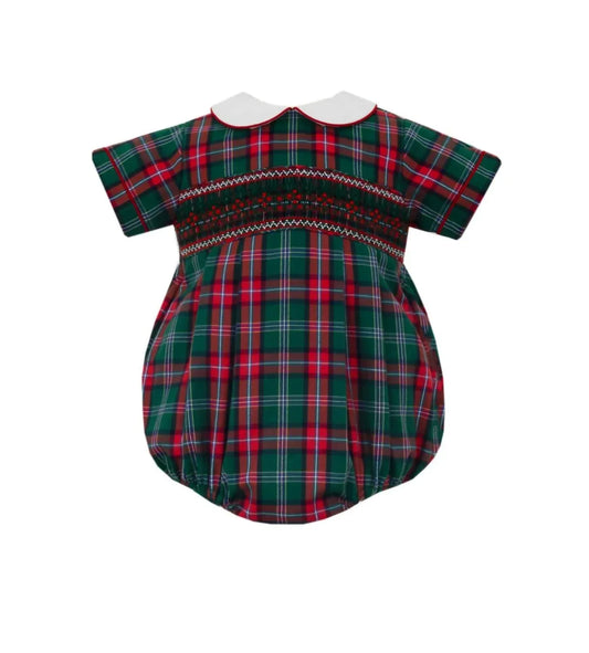 Anavini - Boy's Plaid Smocked Short Sleeve Bubble - Rack Hunt