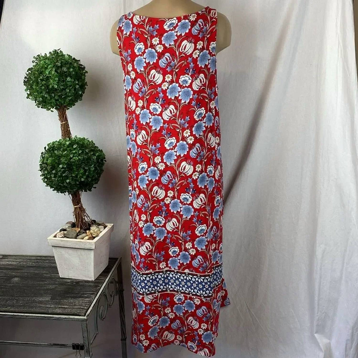 Floral Print Sleeveless Tank Midi Dress
