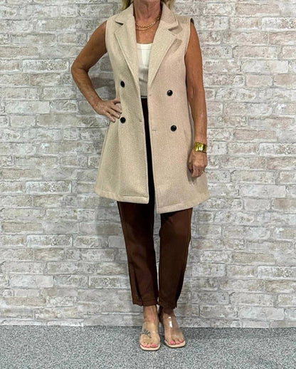 The Quiet Power Herringbone Longline Vest