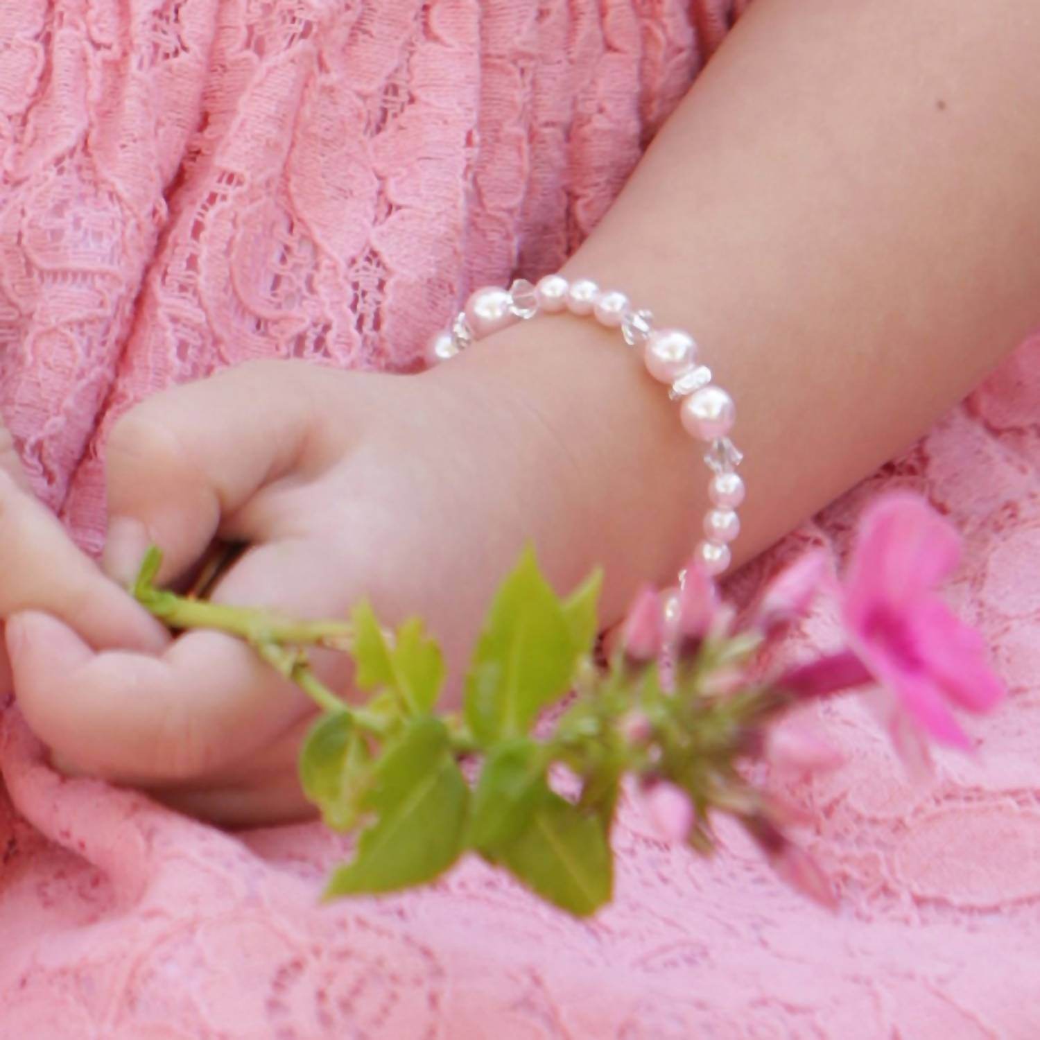 Cherished Moments - Little Girls Carlee Pearl And Crystal Bracelet - Rack Hunt -
