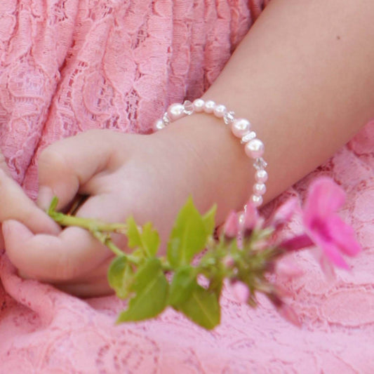 Cherished Moments - Little Girls Carlee Pearl And Crystal Bracelet - Rack Hunt -