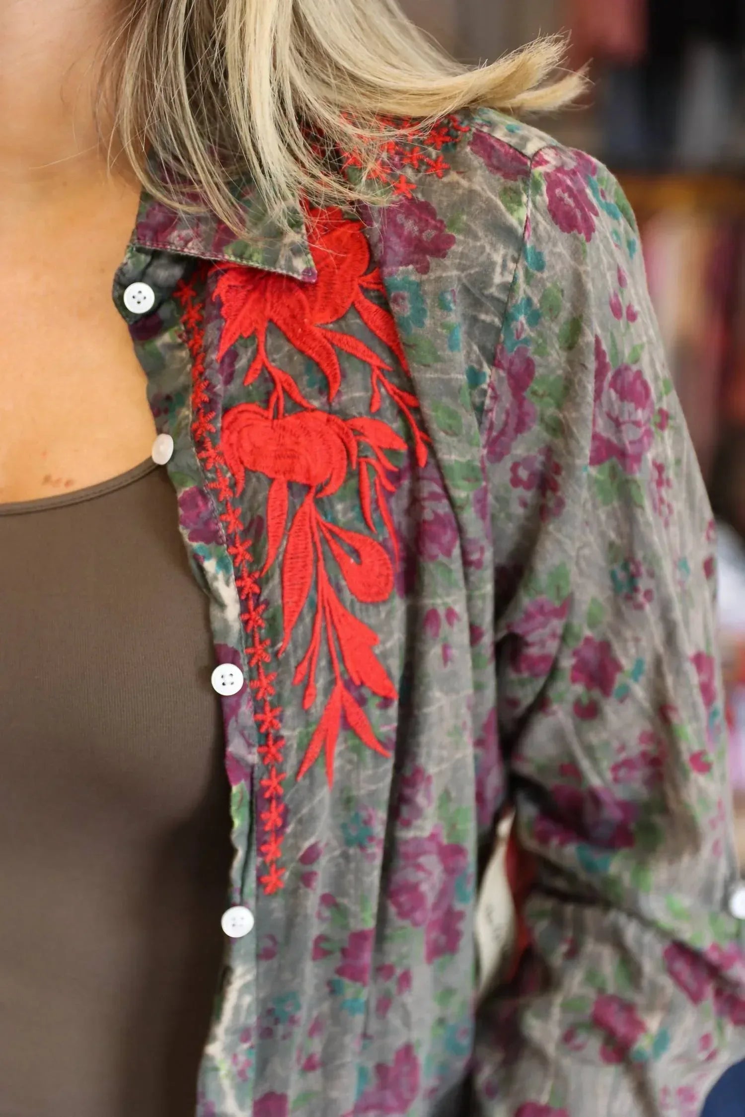 The NU Vintage - The Garden Embroidered Button Up - Rack Hunt