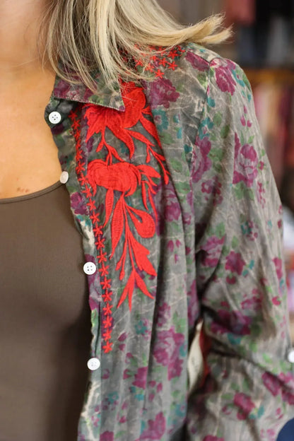The NU Vintage - The Garden Embroidered Button Up - Rack Hunt