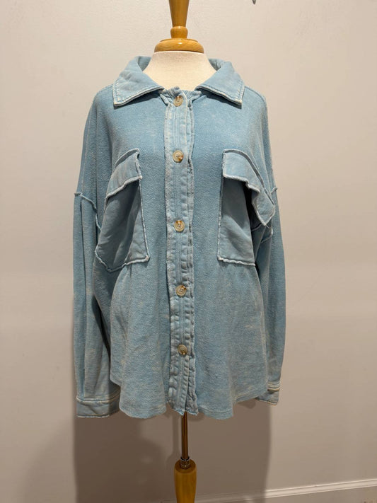 Women's Vintage Patchwork Drop Shoulder Shacket