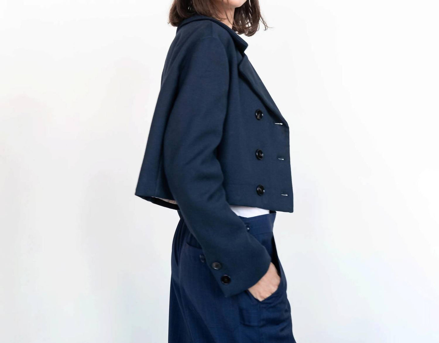 Cropped Double- Breasted Blazer