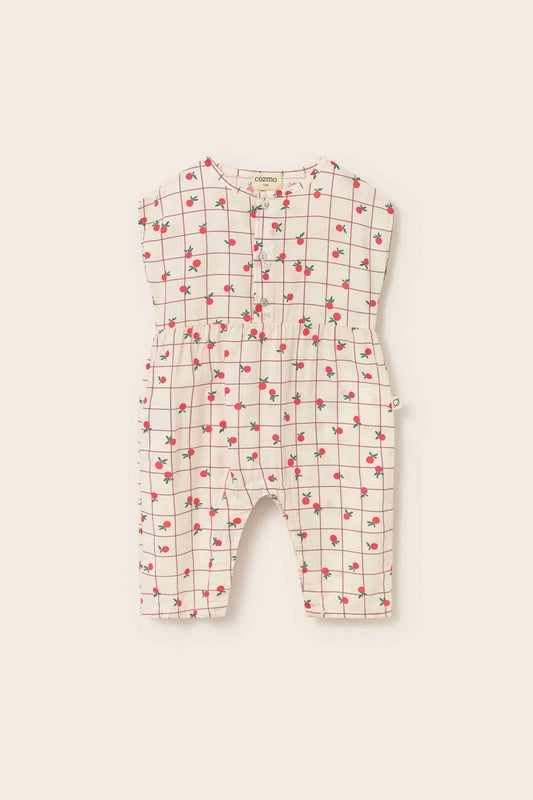 Girls Slub Fruit Poplin Jumpsuit