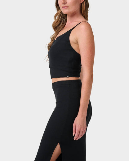 Rhea Solid Cropped Rib Tank Top